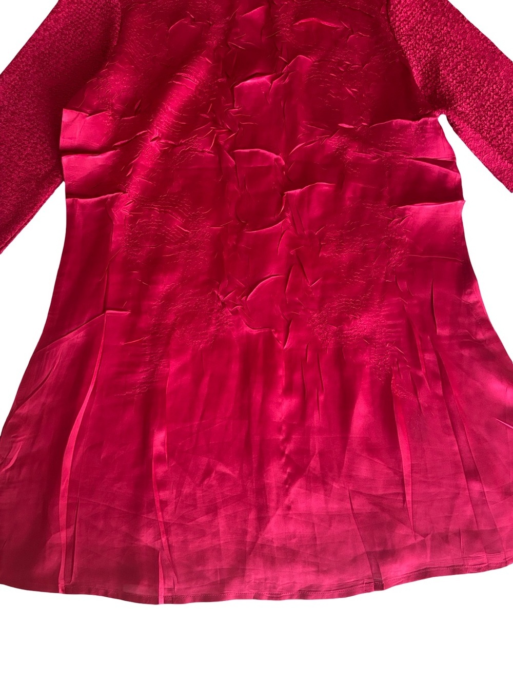 Chico’s Red Polyester Silky Satin 3/4 Sleeve Tunic Blouse Size 0 Size 4 Small - Picture 11 of 12